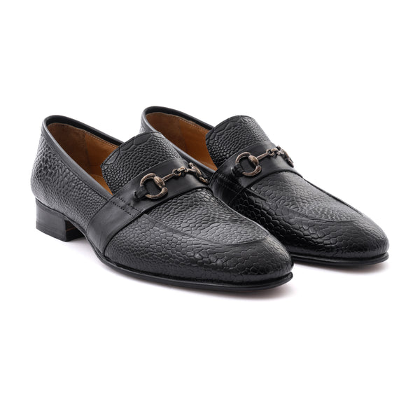 Leather Horse Bit Loafers - Black