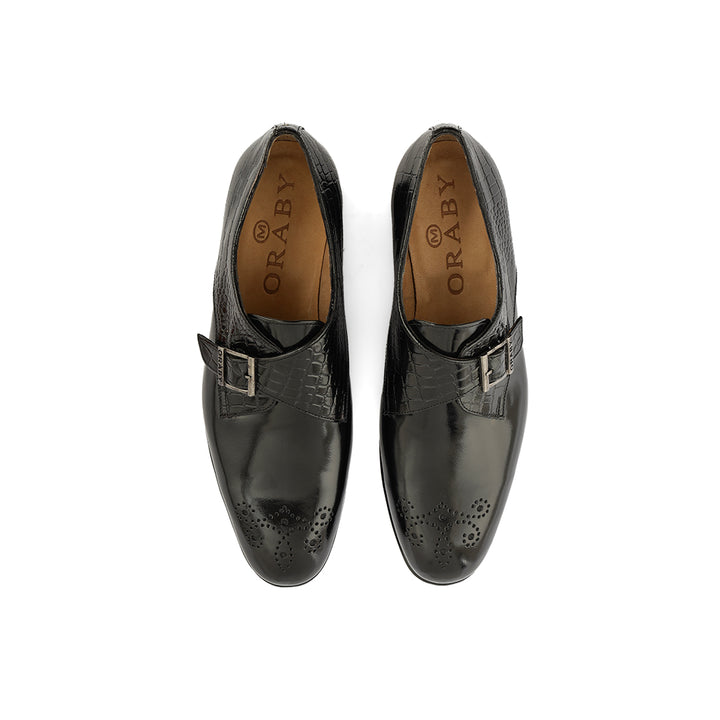 Leather Single Monk Strap - Black – Oraby Shoes