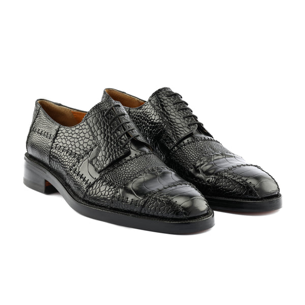 Patched Leather Lace up - Black