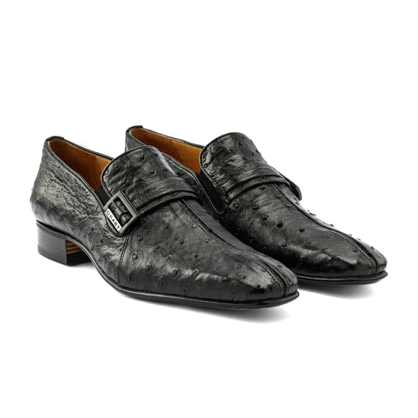 Ostrich leather Slip On - Black 