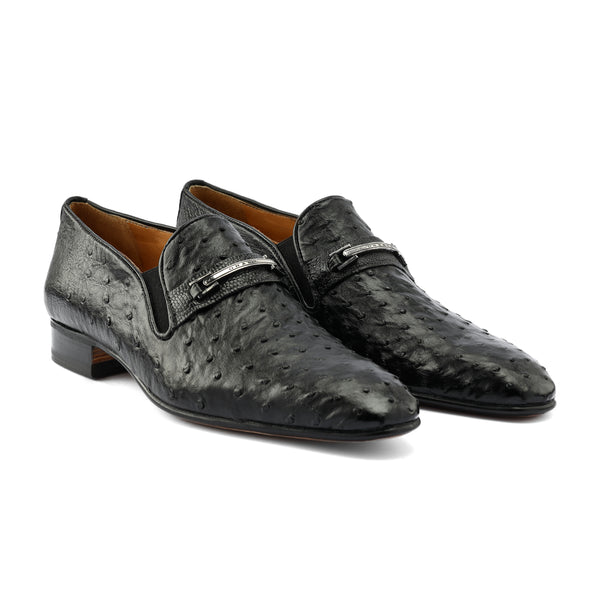 Ostrich leather Slip On - Black