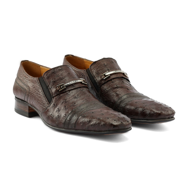 Ostrich leather Slip On - Brown