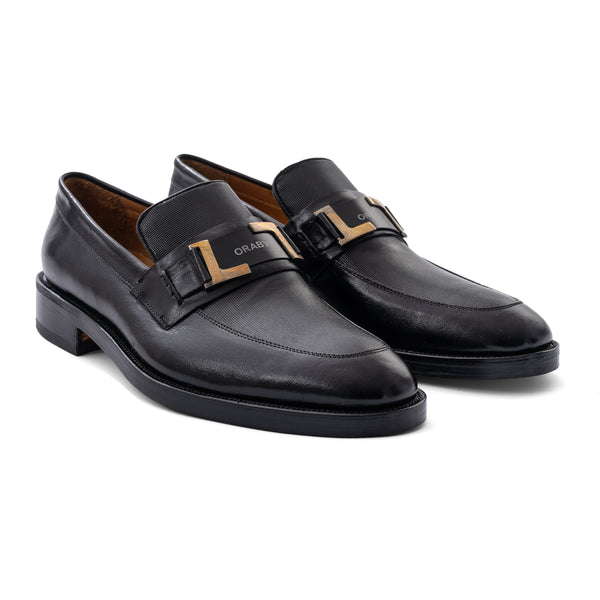 Leather Penny Loafers - Black