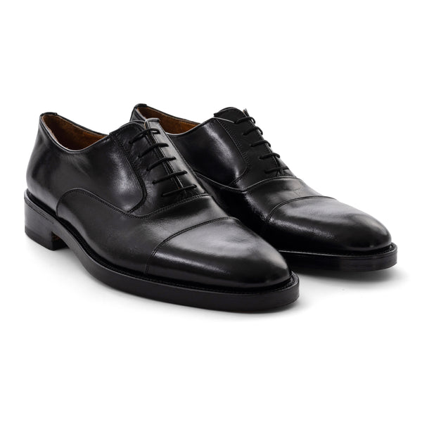 Leather Cap Toe Oxford - Black