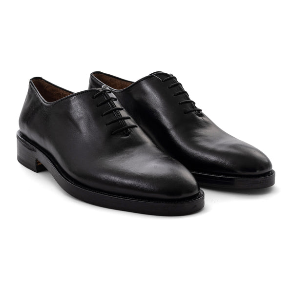 Leather Whole Cut Oxford - Black